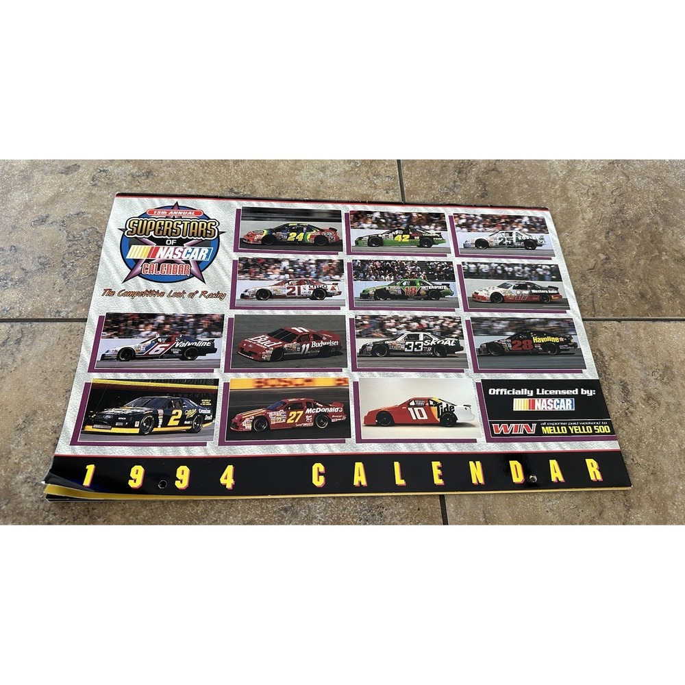 1994 superstars of NASCAR calendar.  Mark Martin, Bill Elliott, Ken Schrader.
